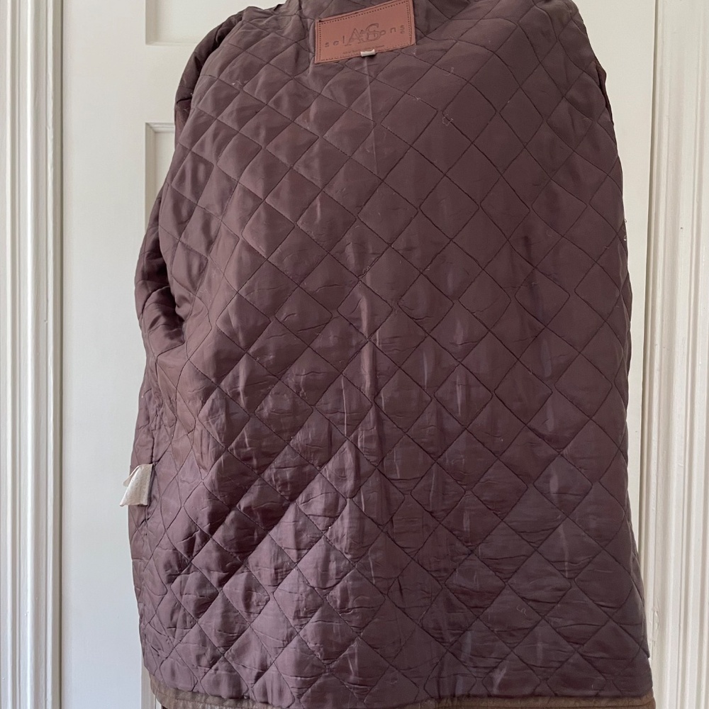 Vintage Brown Belted Leather Jacket | Asymetrial Zipper Closure Medium - Picture 9 of 11